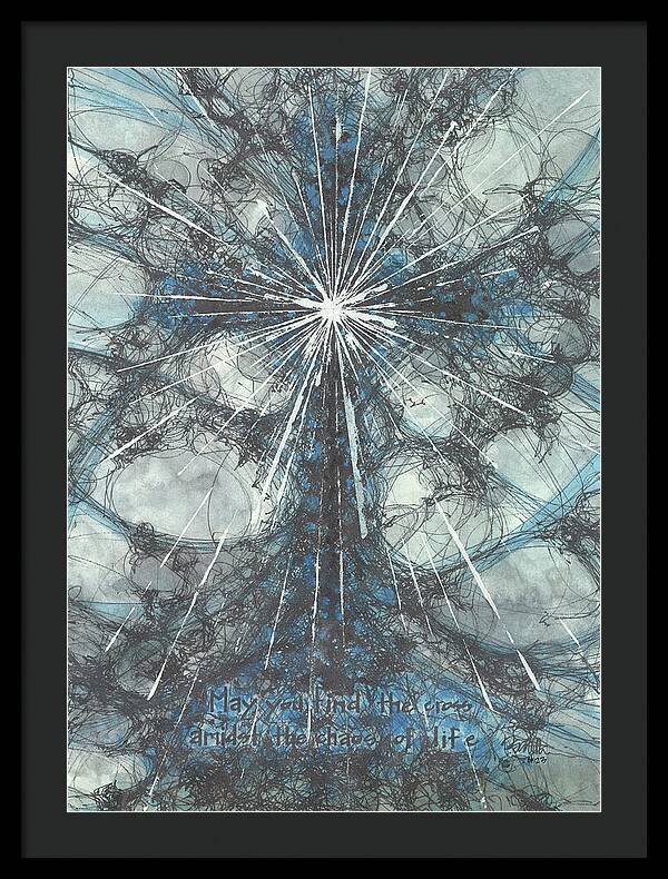 Chaos Order Cross 23 - Glorious Blue - Framed Print