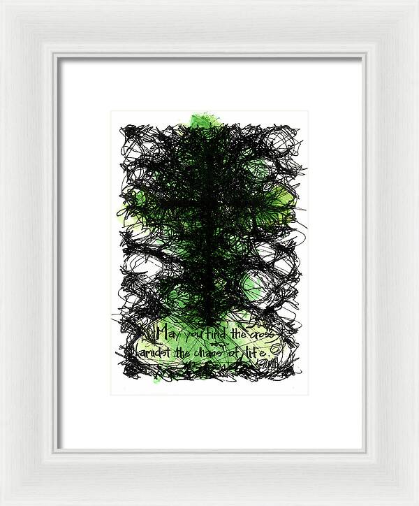Chaos Order Cross 08 - Joyful Green - Framed Print