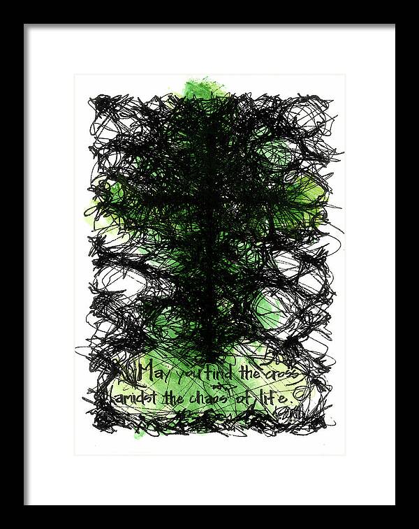 Chaos Order Cross 08 - Joyful Green - Framed Print