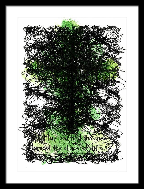 Chaos Order Cross 08 - Joyful Green - Framed Print