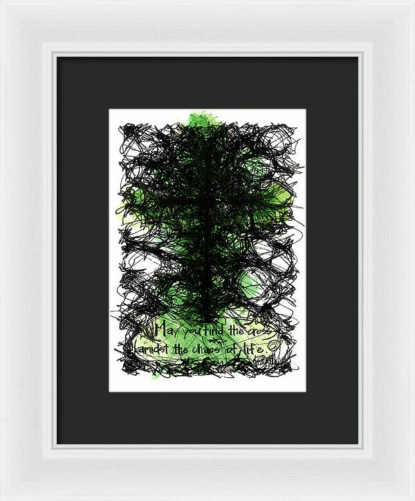 Chaos Order Cross 08 - Joyful Green - Framed Print