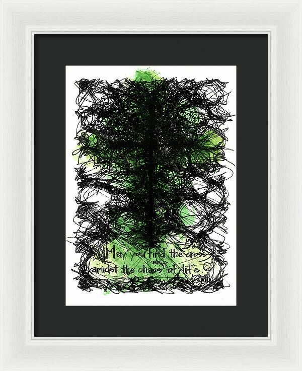 Chaos Order Cross 08 - Joyful Green - Framed Print