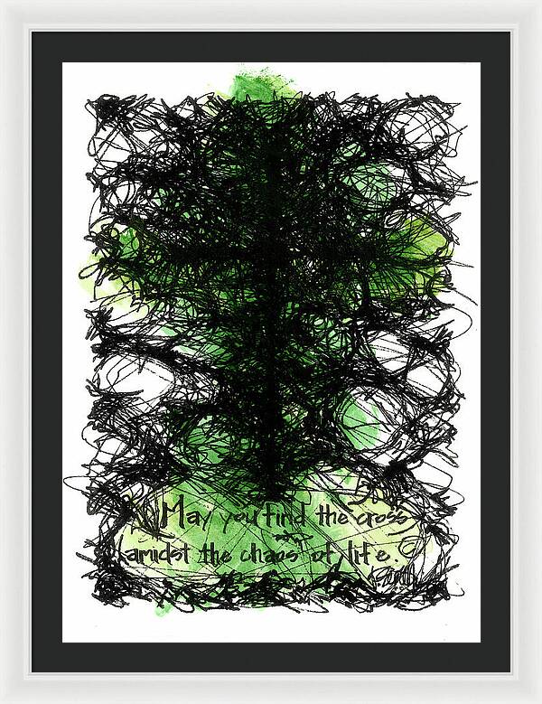 Chaos Order Cross 08 - Joyful Green - Framed Print