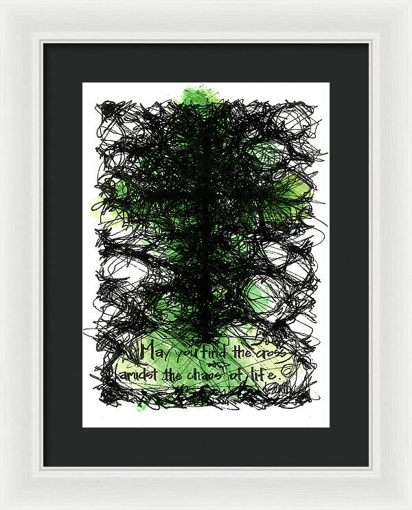 Chaos Order Cross 08 - Joyful Green - Framed Print