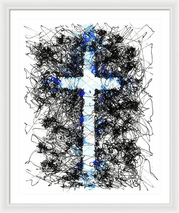 Chaos Order Cross 09 - Glorious Blue - Framed Print