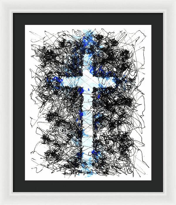 Chaos Order Cross 09 - Glorious Blue - Framed Print