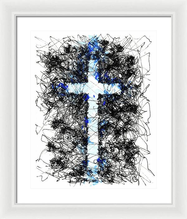 Chaos Order Cross 09 - Glorious Blue - Framed Print