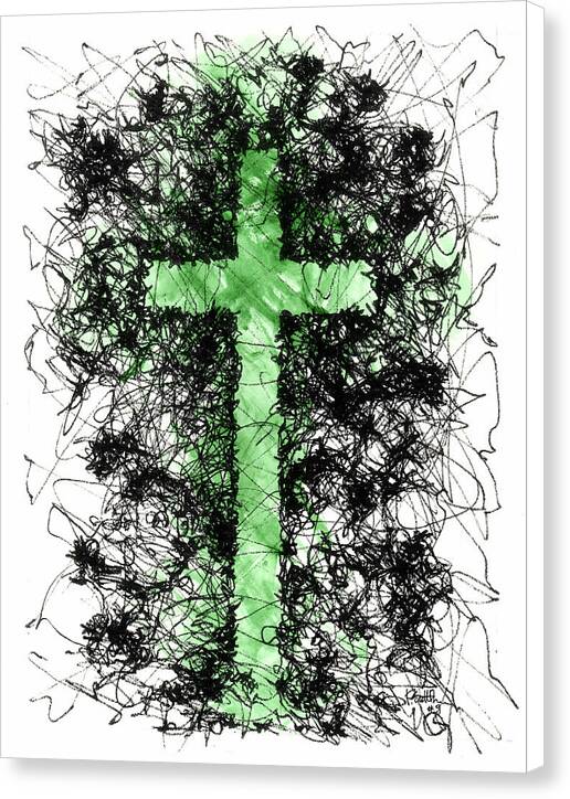 Chaos Order Cross 09 - Joyful Green - Canvas Print