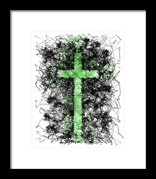 Chaos Order Cross 09 - Joyful Green - Framed Print