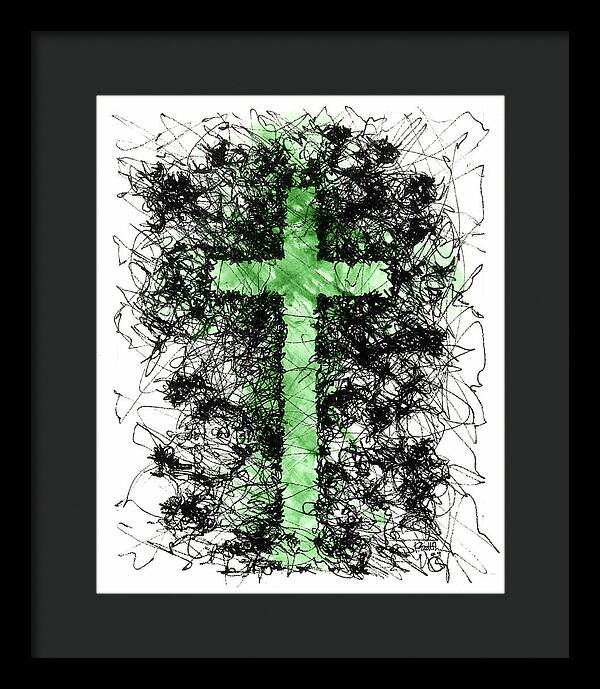 Chaos Order Cross 09 - Joyful Green - Framed Print