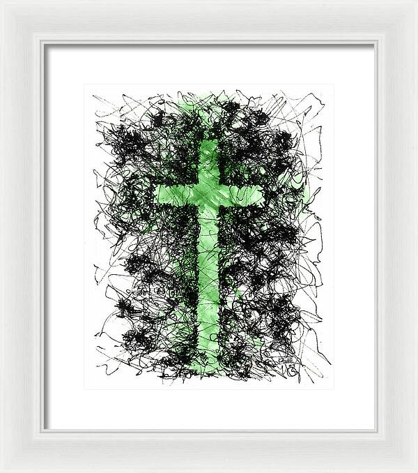 Chaos Order Cross 09 - Joyful Green - Framed Print