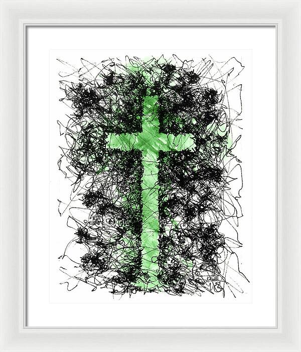 Chaos Order Cross 09 - Joyful Green - Framed Print