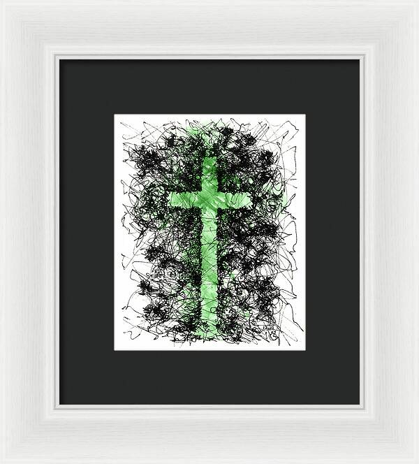 Chaos Order Cross 09 - Joyful Green - Framed Print