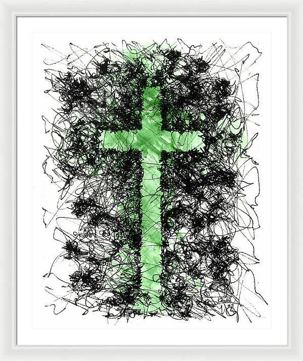 Chaos Order Cross 09 - Joyful Green - Framed Print