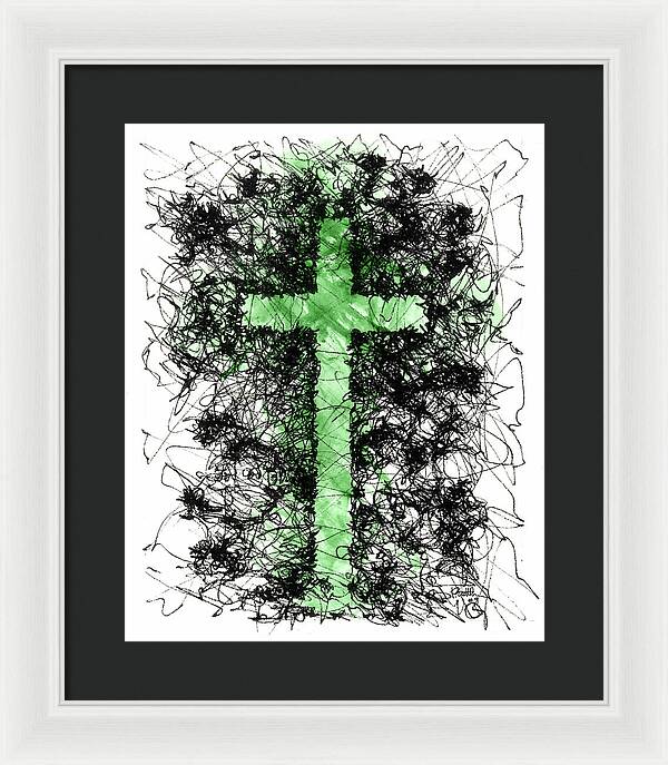 Chaos Order Cross 09 - Joyful Green - Framed Print