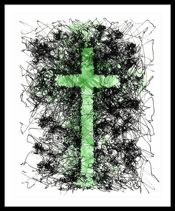 Chaos Order Cross 09 - Joyful Green - Framed Print