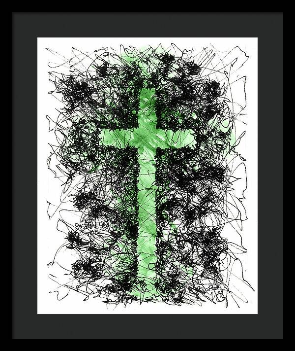 Chaos Order Cross 09 - Joyful Green - Framed Print