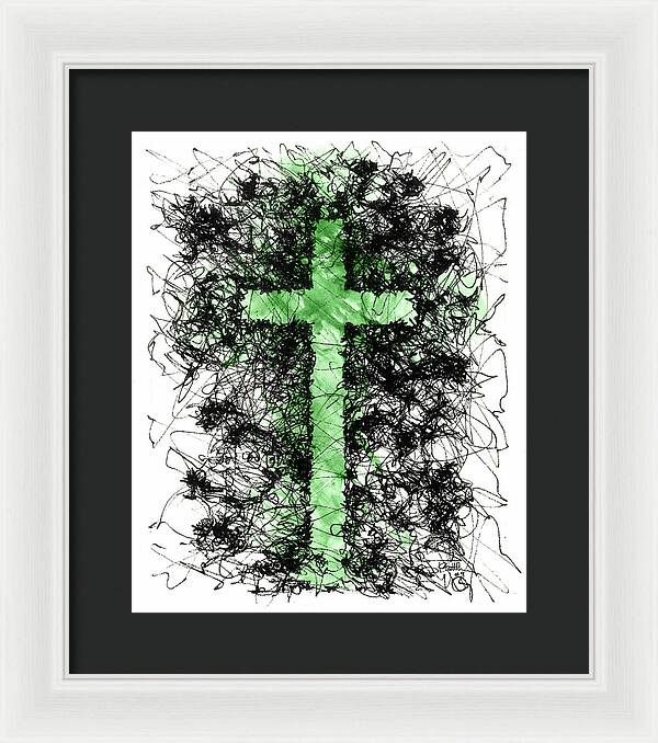 Chaos Order Cross 09 - Joyful Green - Framed Print
