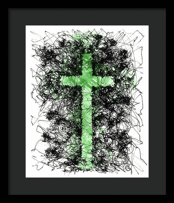 Chaos Order Cross 09 - Joyful Green - Framed Print