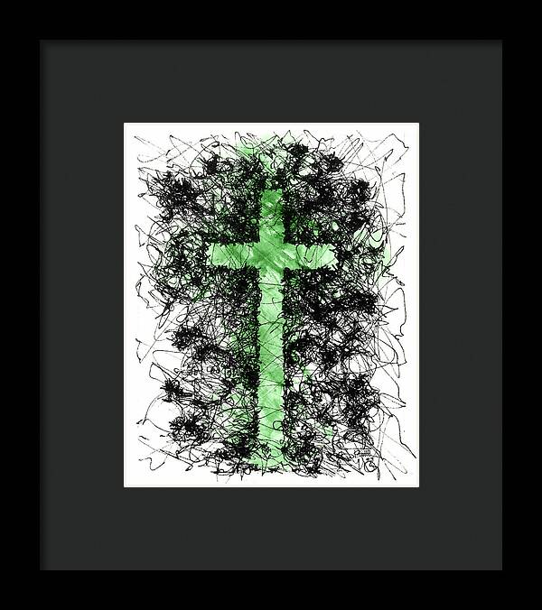 Chaos Order Cross 09 - Joyful Green - Framed Print