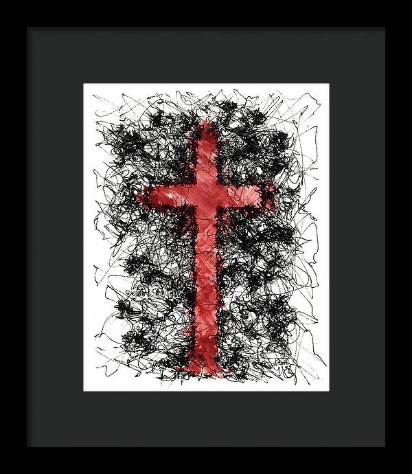 Chaos Order Cross 09 - Sorrowful Red - Framed Print