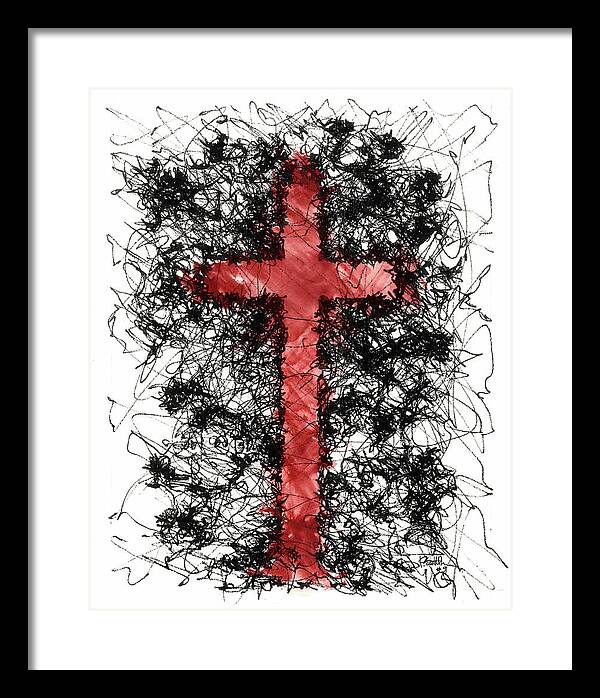 Chaos Order Cross 09 - Sorrowful Red - Framed Print