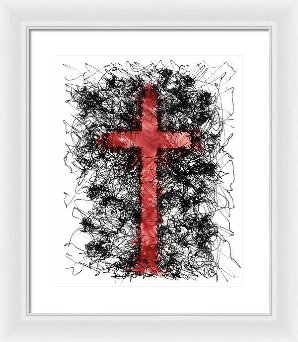 Chaos Order Cross 09 - Sorrowful Red - Framed Print