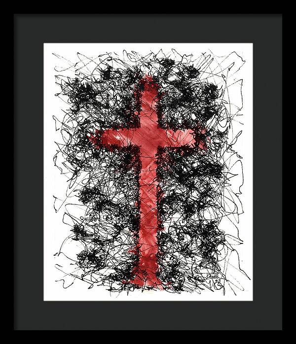 Chaos Order Cross 09 - Sorrowful Red - Framed Print