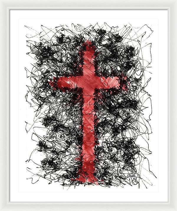 Chaos Order Cross 09 - Sorrowful Red - Framed Print