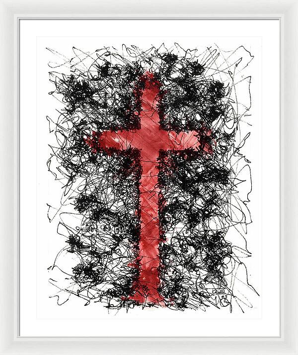 Chaos Order Cross 09 - Sorrowful Red - Framed Print
