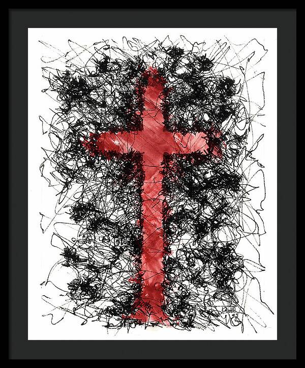 Chaos Order Cross 09 - Sorrowful Red - Framed Print