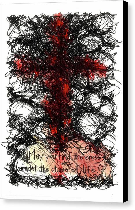 Chaos Order Cross 08 - Sorrowful Red - Canvas Print