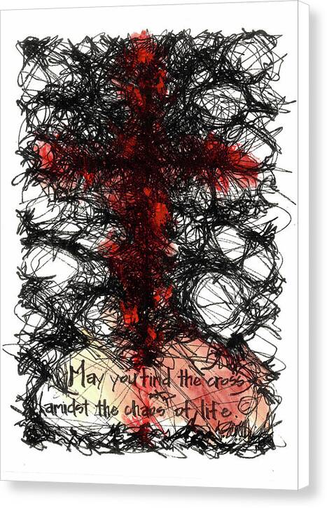 Chaos Order Cross 08 - Sorrowful Red - Canvas Print