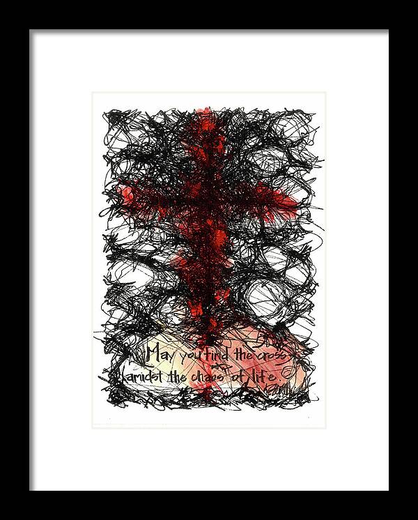 Chaos Order Cross 08 - Sorrowful Red - Framed Print