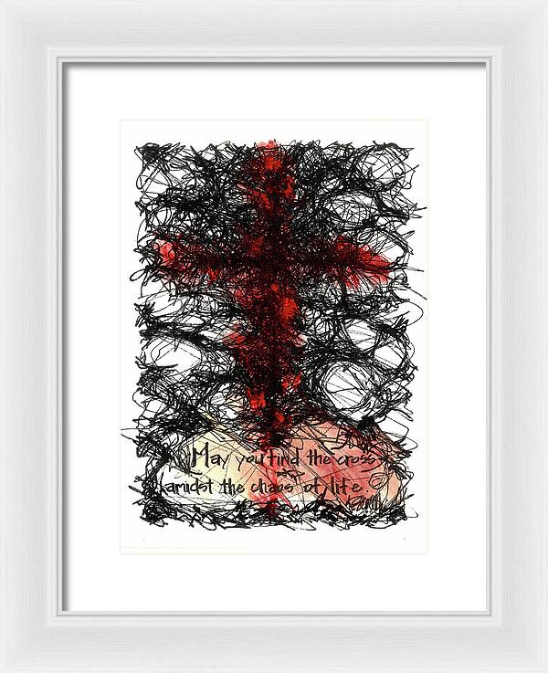 Chaos Order Cross 08 - Sorrowful Red - Framed Print