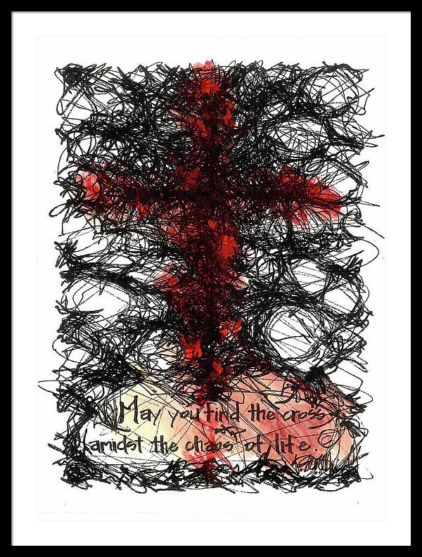Chaos Order Cross 08 - Sorrowful Red - Framed Print