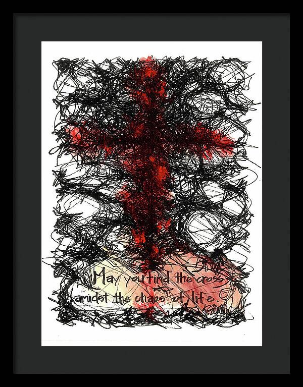 Chaos Order Cross 08 - Sorrowful Red - Framed Print