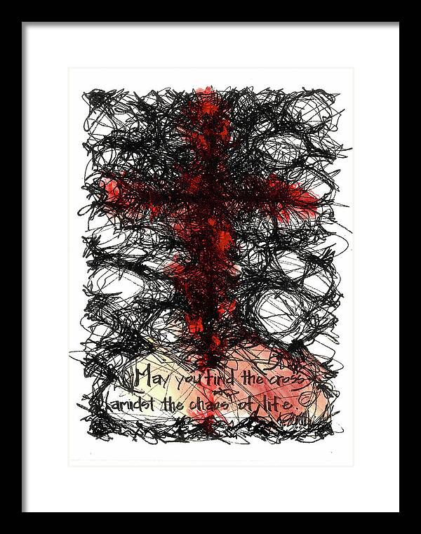 Chaos Order Cross 08 - Sorrowful Red - Framed Print