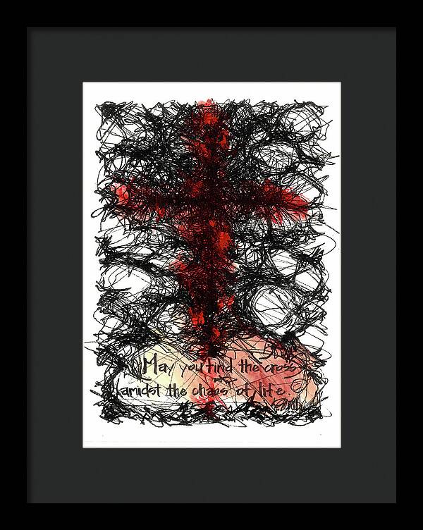 Chaos Order Cross 08 - Sorrowful Red - Framed Print