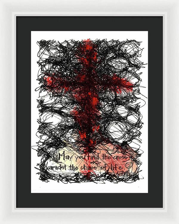 Chaos Order Cross 08 - Sorrowful Red - Framed Print