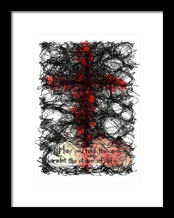 Chaos Order Cross 08 - Sorrowful Red - Framed Print