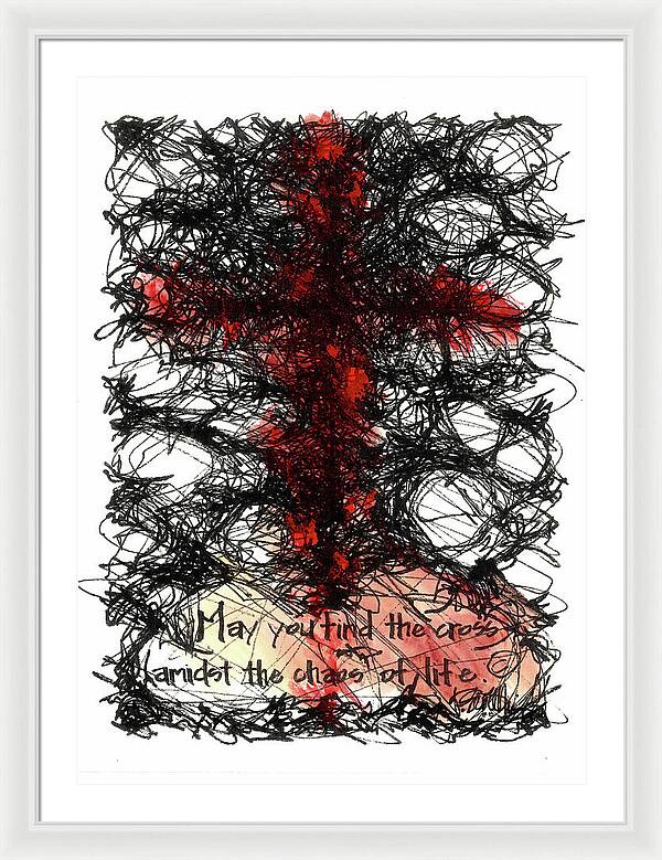 Chaos Order Cross 08 - Sorrowful Red - Framed Print