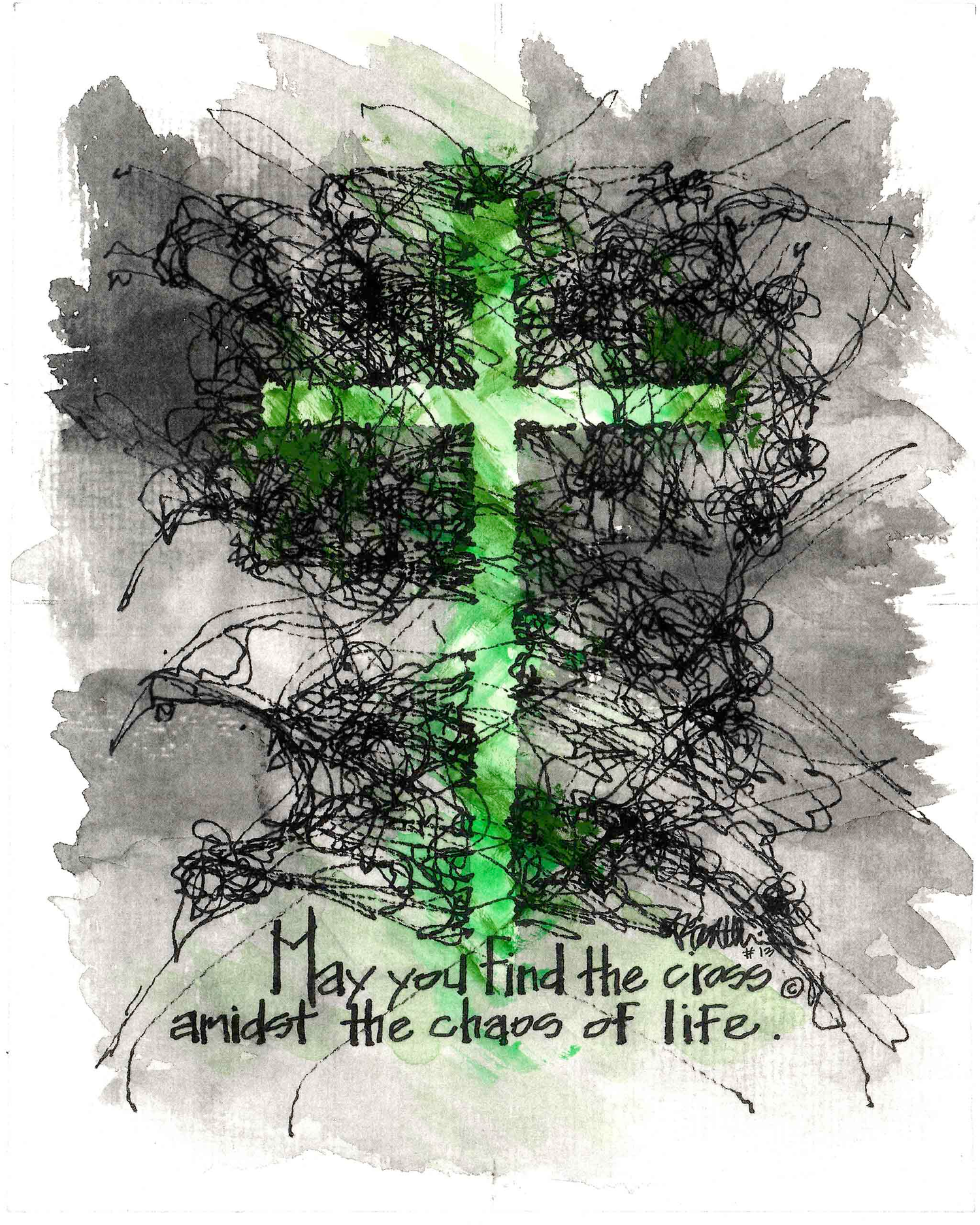 "Joyful" Green Crosses