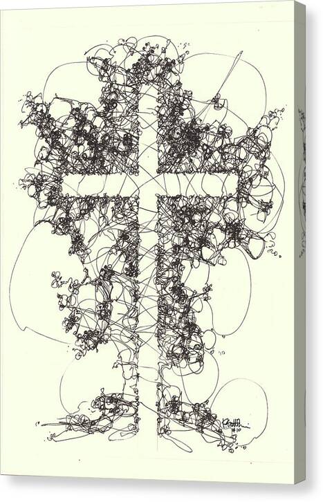 Chaos Order Cross 10 - Black and White - Canvas Print