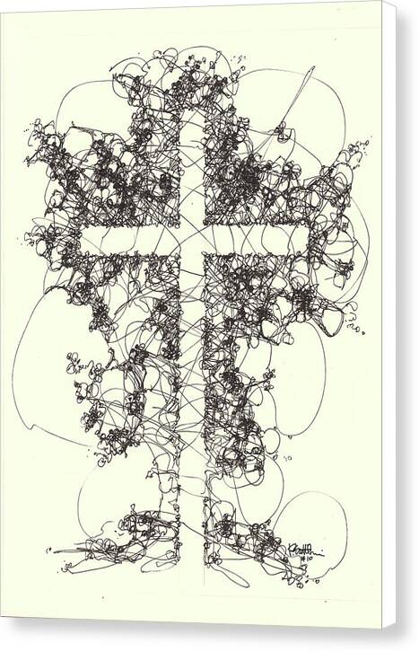 Chaos Order Cross 10 - Black and White - Canvas Print
