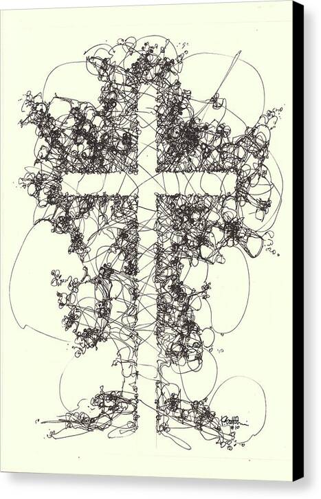 Chaos Order Cross 10 - Black and White - Canvas Print