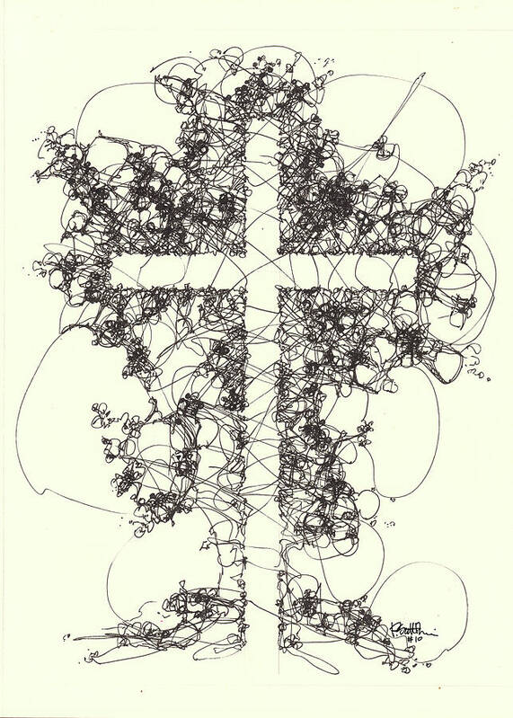 Chaos Order Cross 10 - Black and White - Art Print