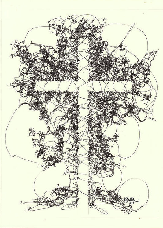 Chaos Order Cross 10 - Black and White - Art Print