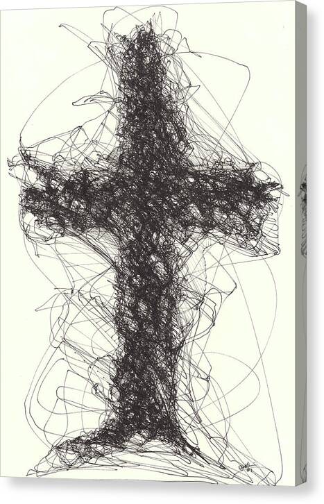 Chaos Order Cross 01 - Black and White - Canvas Print