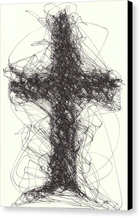 Chaos Order Cross 01 - Black and White - Canvas Print